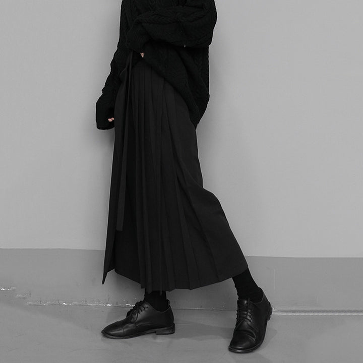 pleated wrap wide-leg pants with tie waist – NOIRIS