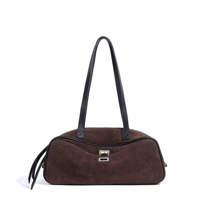 suede shoulder bag with contrast leather straps – SIENNALA