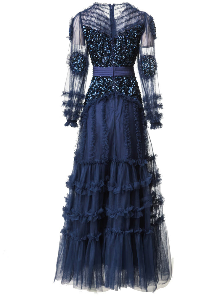 korte mouw midi jurk met 3D bloemenapplicaties - BLOOMIQ 