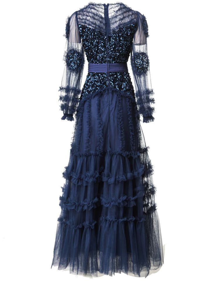 korte mouw midi jurk met 3D bloemenapplicaties - BLOOMIQ 