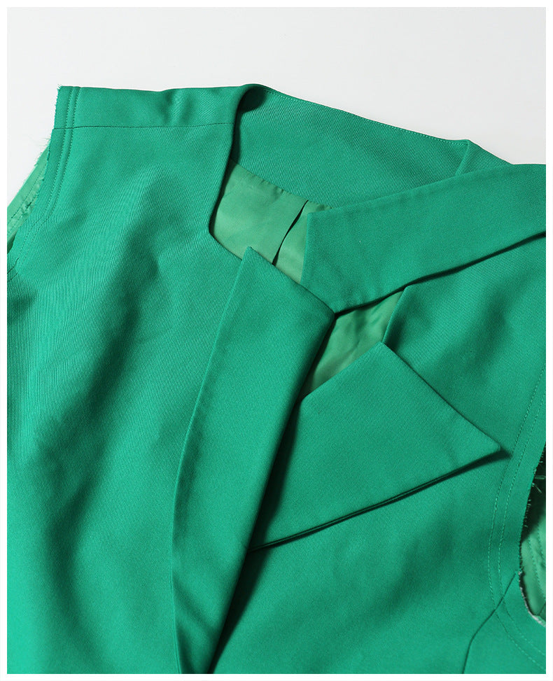 asymmetric sleeveless tailored blazer – EMERALD