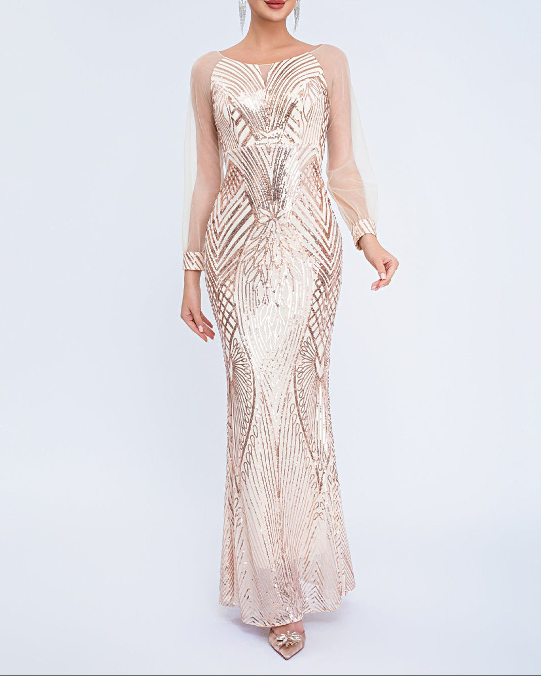 Haut à manches évasées plissées et ensemble jupe longue avec ceinture à la taille – Rosiny 