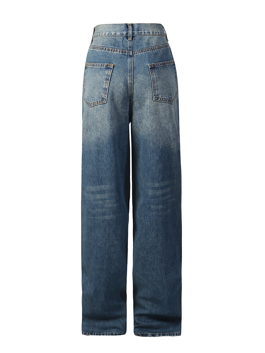 High-Waist Wide-Leg Denim with Gold Charms – AURA