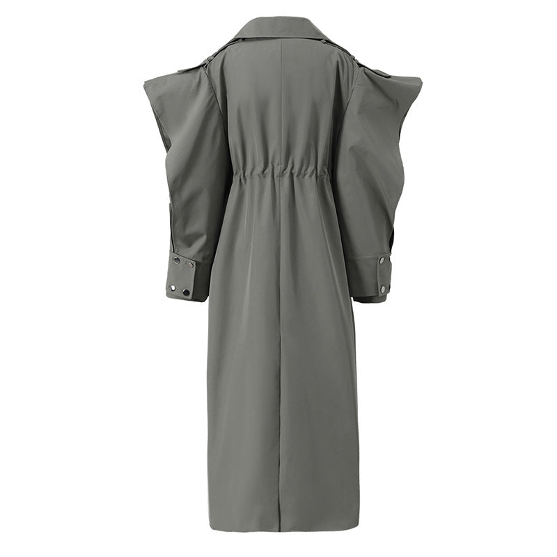 draped sleeveless trench coat with layered panels – ASHEN