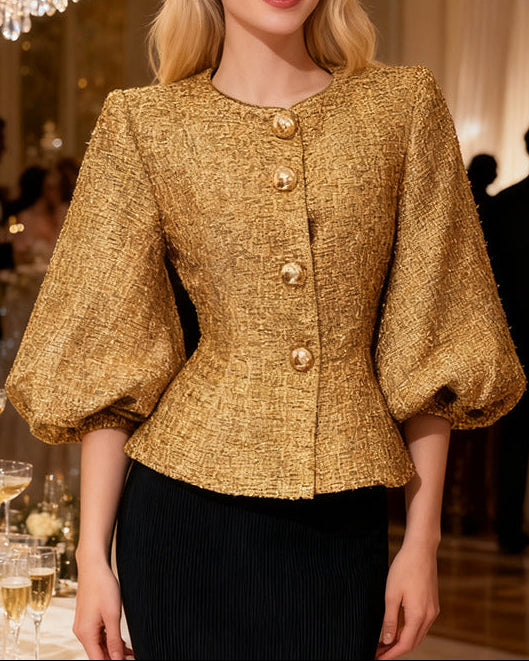 جاكيت بأكمام منفوخة وأزرار - كلير