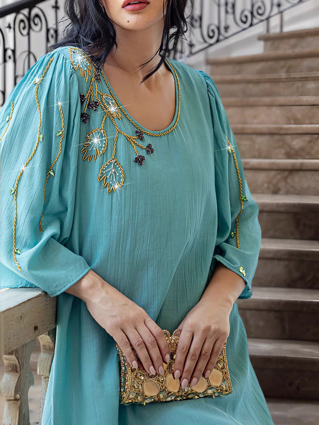 Long-Sleeve Minimalist Maxi Dress – AURELIA