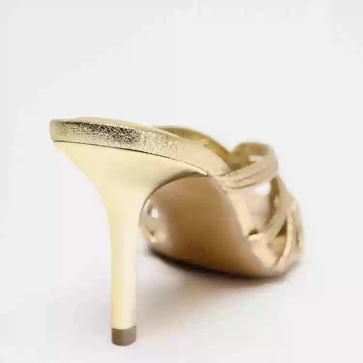 Gold Metallic Strappy Heel Sandals – LUMINA