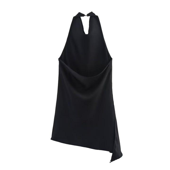 Halter Neck Draped Satin Top – IVORYA