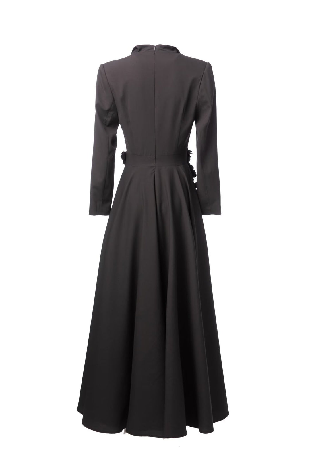 tailored double-breasted maxi dress with floral waist appliqué – ROSE