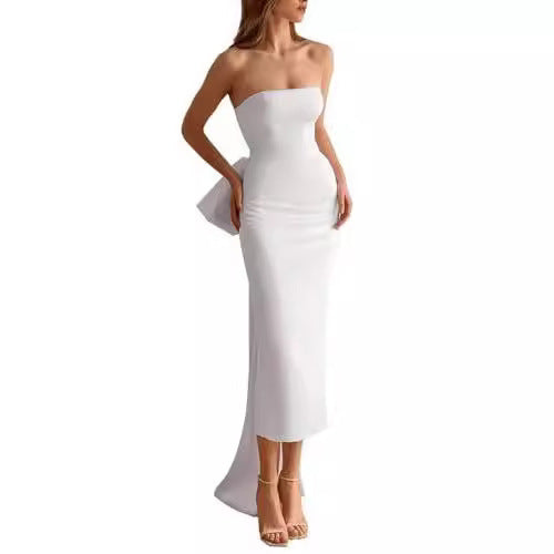 strapless column dress with back bow detail - AVADU