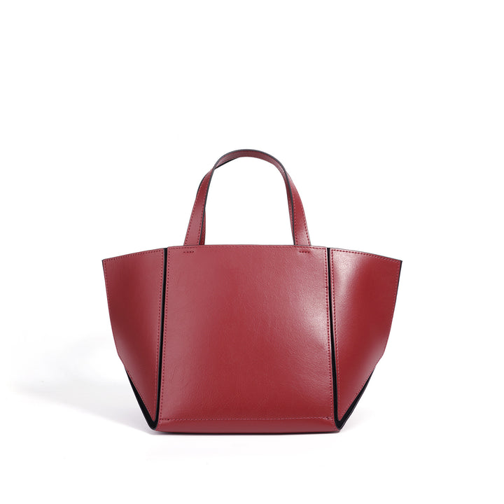 structured leather tote bag with wide side panels - ZARAZKI