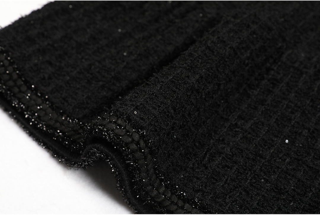 long-sleeve tweed mini dress with jeweled buttons – VIVIETE