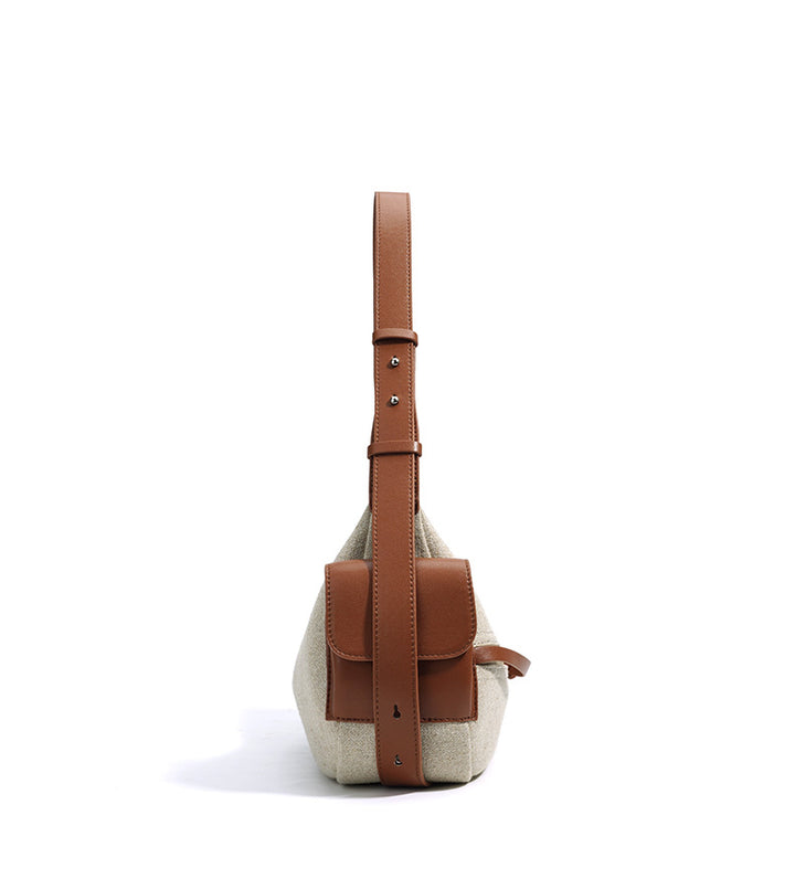 canvas shoulder bag with leather trim - ARIACZU
