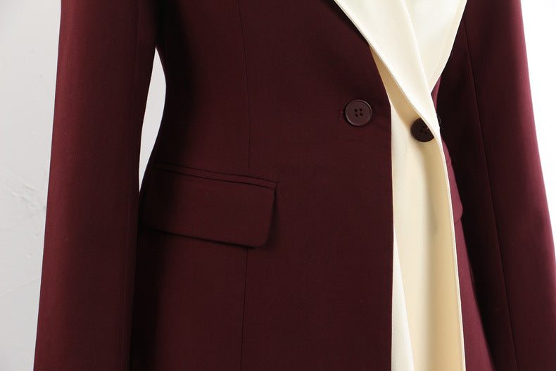 Asymmetric contrast lapel blazer – LUNA