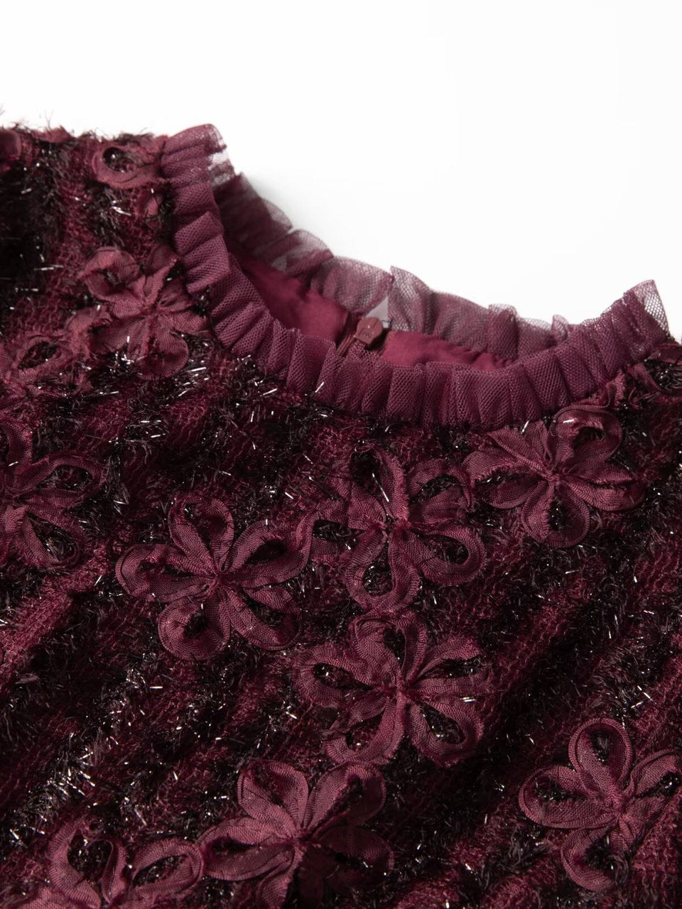 tiered tulle gown with floral lace and ruffle details – AMARANTH