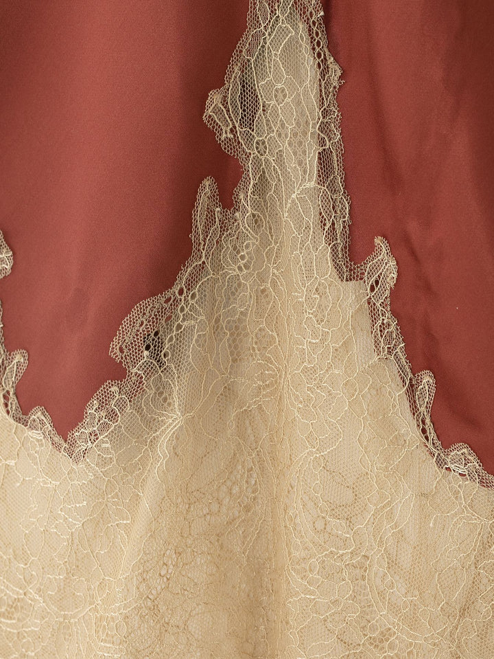 satin midi skirt with lace hem – SERAPHINE