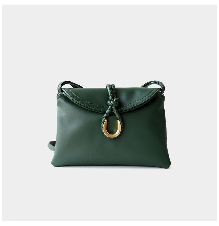 braided flap leather crossbody bag with gold hook detail – CELINEA