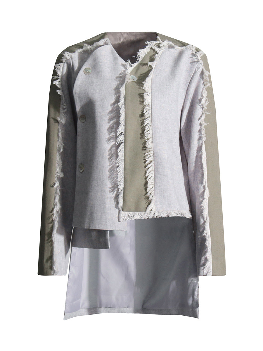 جاكيت بتصميم غير تقليدي بلونين مع حواف غير مكتملة - نوفا