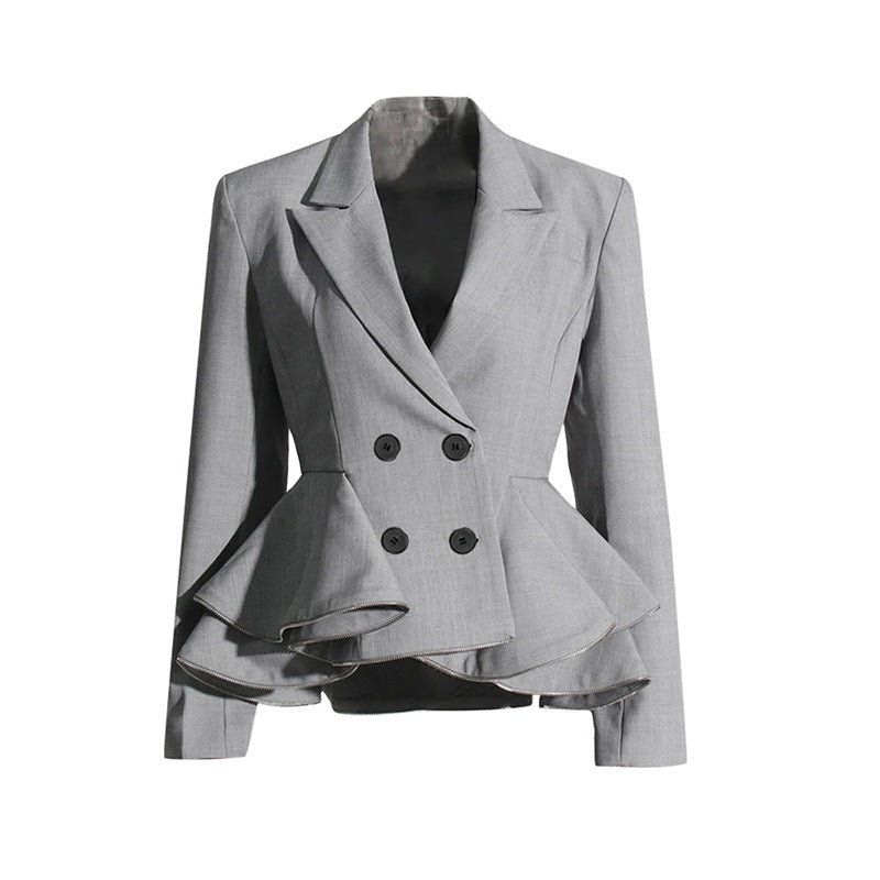 double-breasted peplum blazer with sculpted waist – ELISE