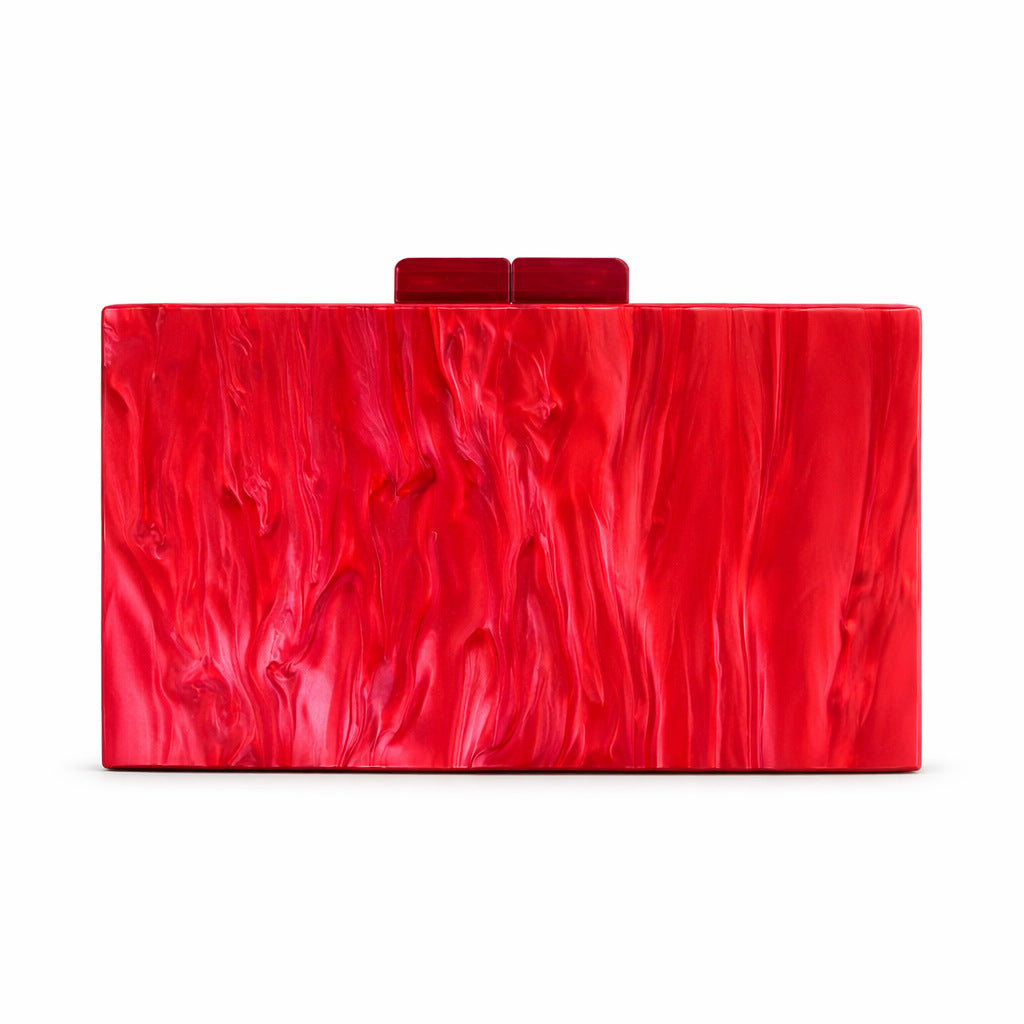 rectangular marbled clutch with glossy finish – ROSÉ