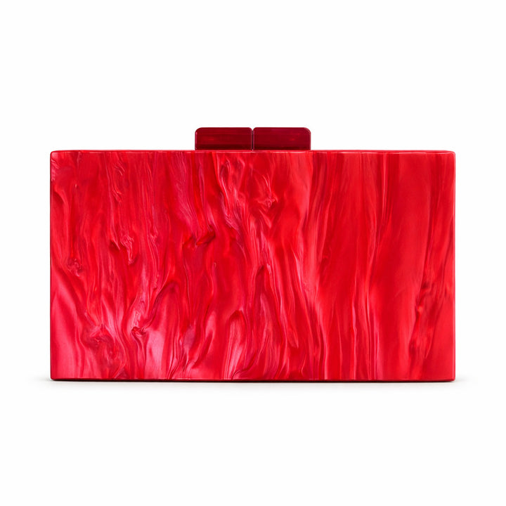 rectangular marbled clutch with glossy finish – ROSÉ