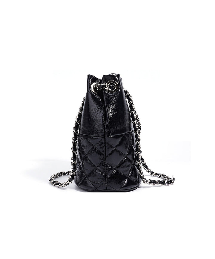 quilted metallic bucket bag with chain strap – AUMITRA