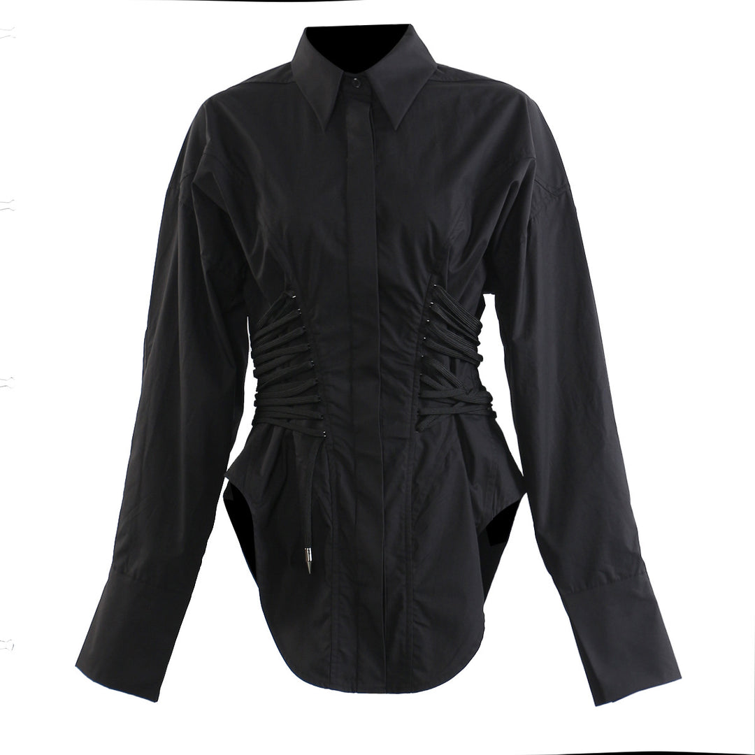 Geplooide top met uitlopende mouwen en maxi-rok set met tailleband – Rosiny 