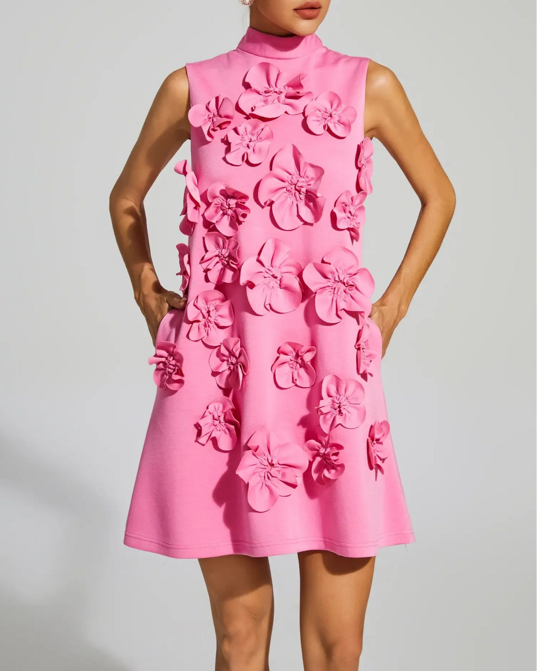 褶皱喇叭袖上衣和高腰裙套装，配腰带 – Rosiny 