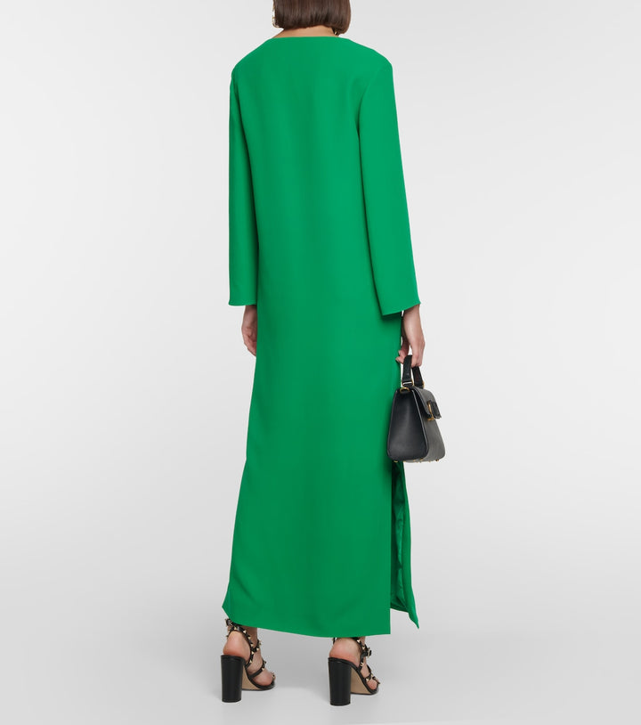 long sleeve column dress with v-slit neckline – ASHALEI