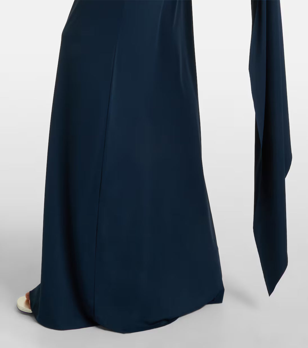 Midnight Blue Draped Cape Evening Gown - Valentina