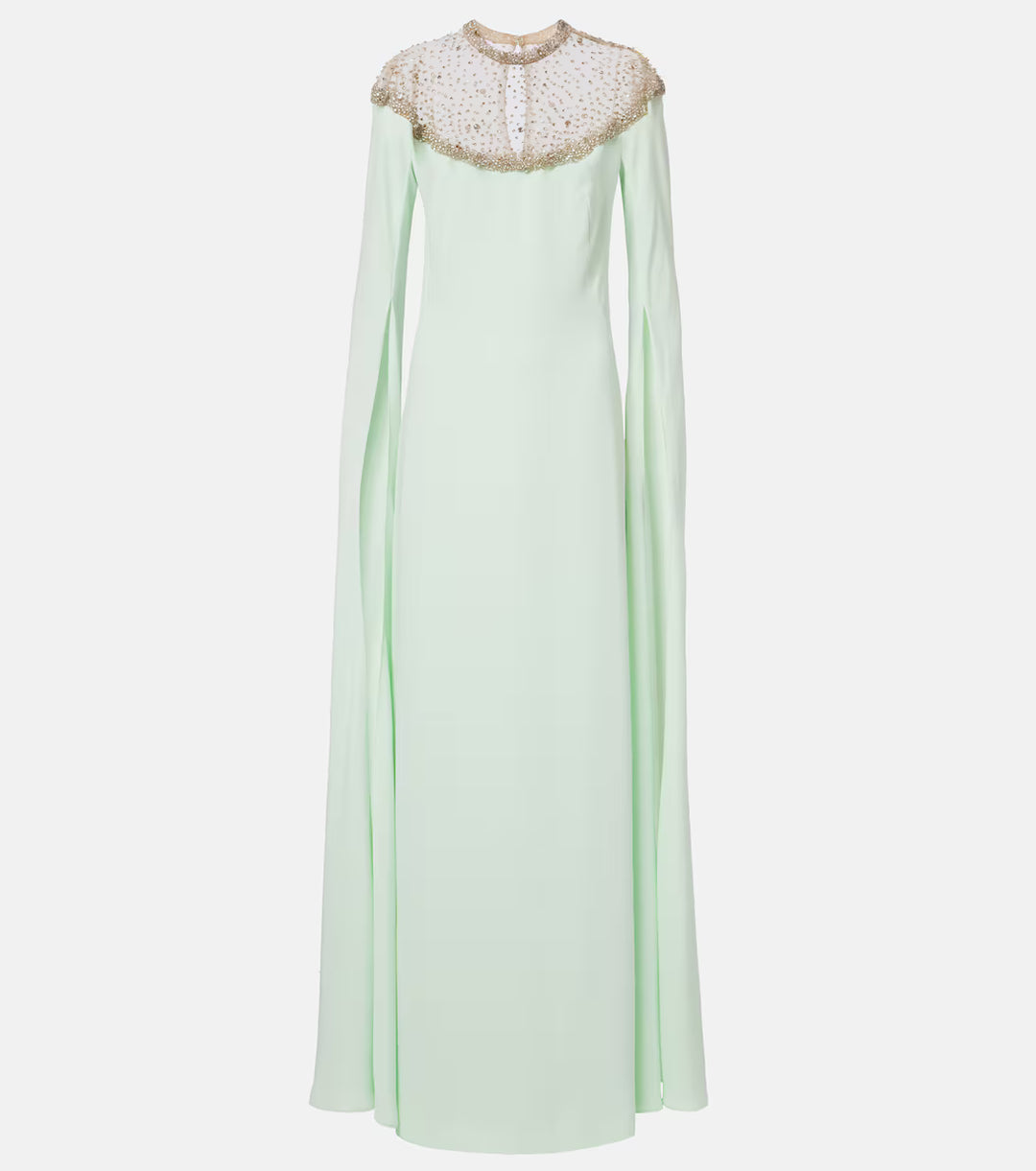 Mint Crystal Cape Evening Gown - Celestine