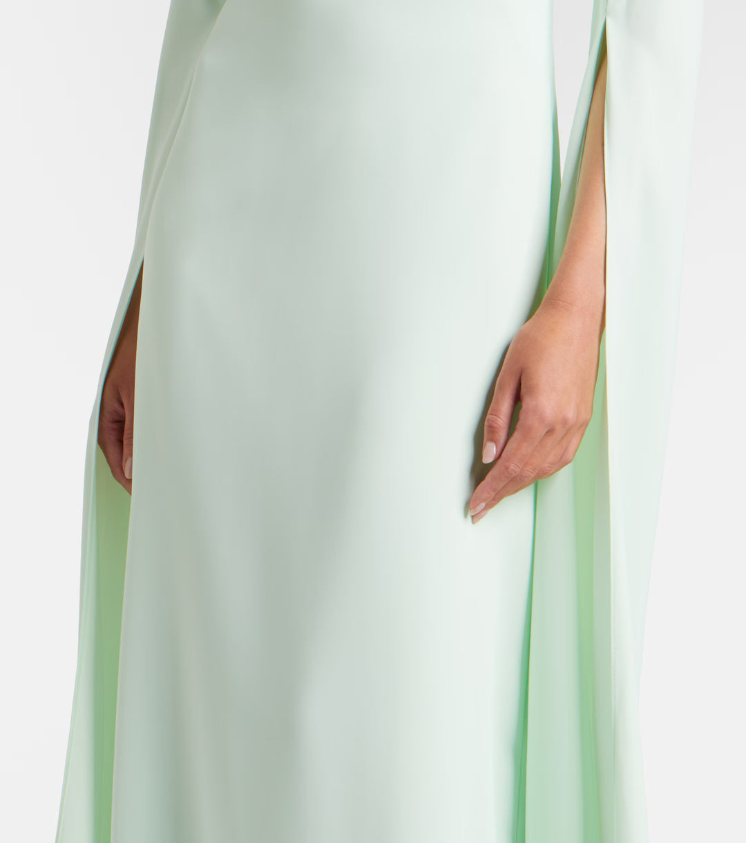 Mint Crystal Cape Evening Gown - Celestine