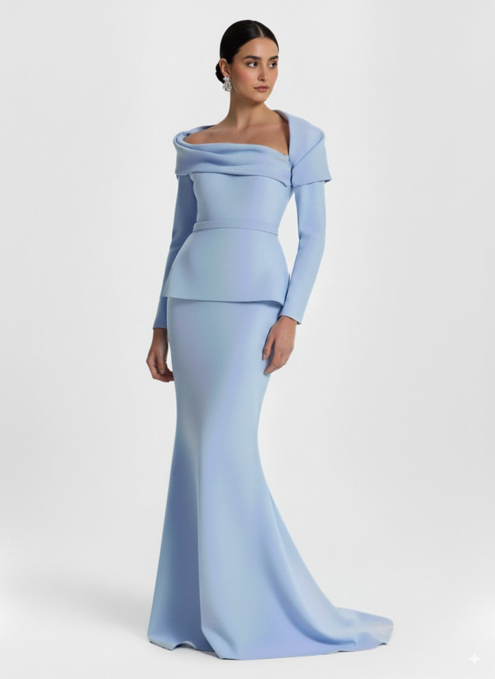 فستان مكشوف الكتفين مع خصر منتفخ – سيرينل-1
