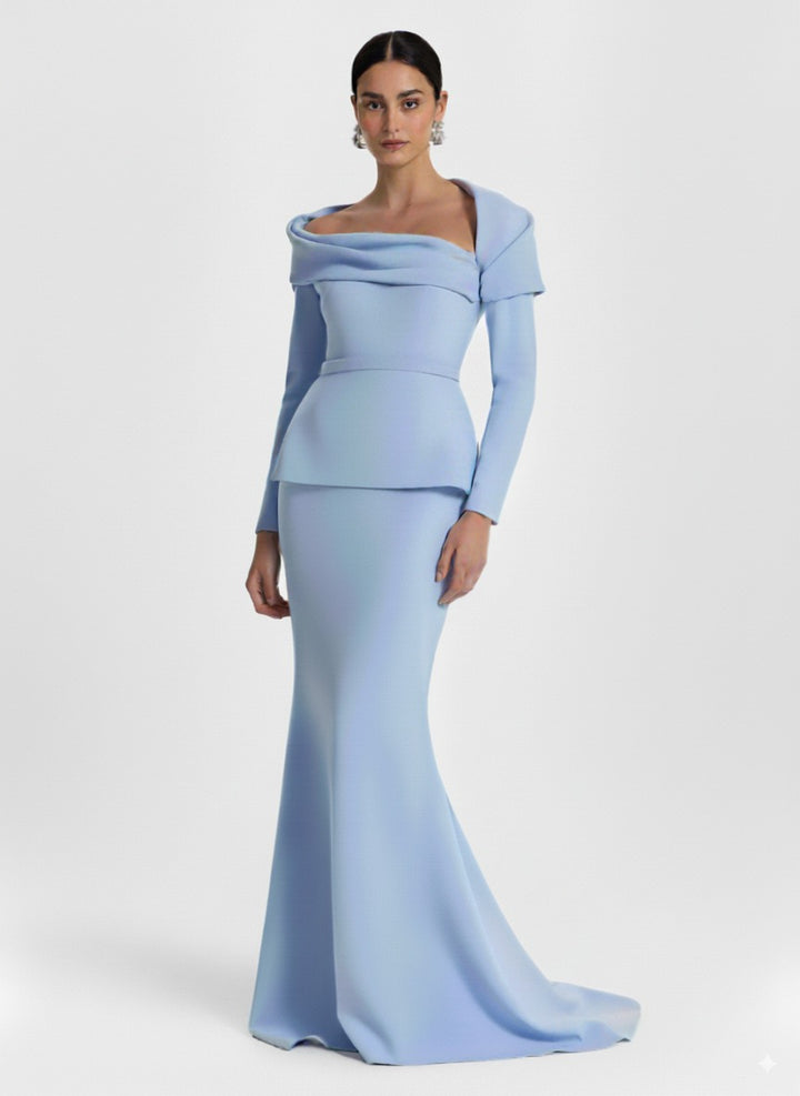 فستان مكشوف الكتفين مع خصر منتفخ – سيرينل-1
