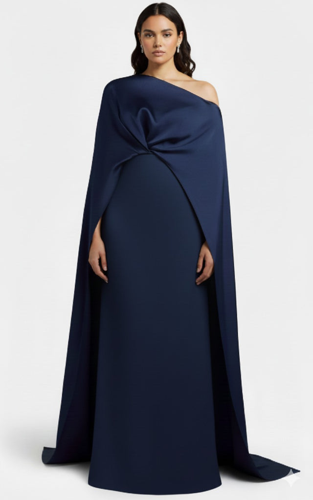 One shoulder column dress with twisted cape - Abby-1 – missodd.com