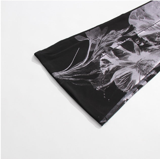 Plissiertes Oberteil mit ausgestellten Ärmeln und Maxirock-Set mit Taillengürtel – Rosiny 