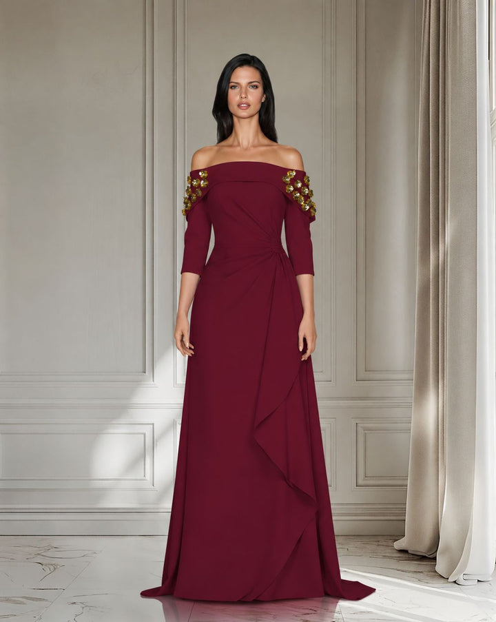 Floral-Embellished Off-Shoulder Gown - Limoncello