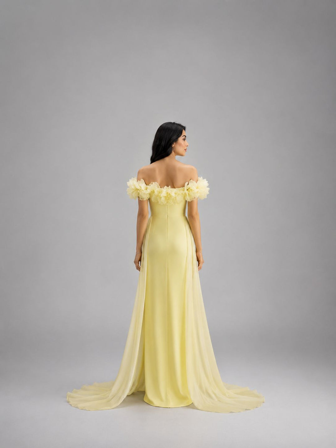 Floral Off-Shoulder Gown – Lemon
