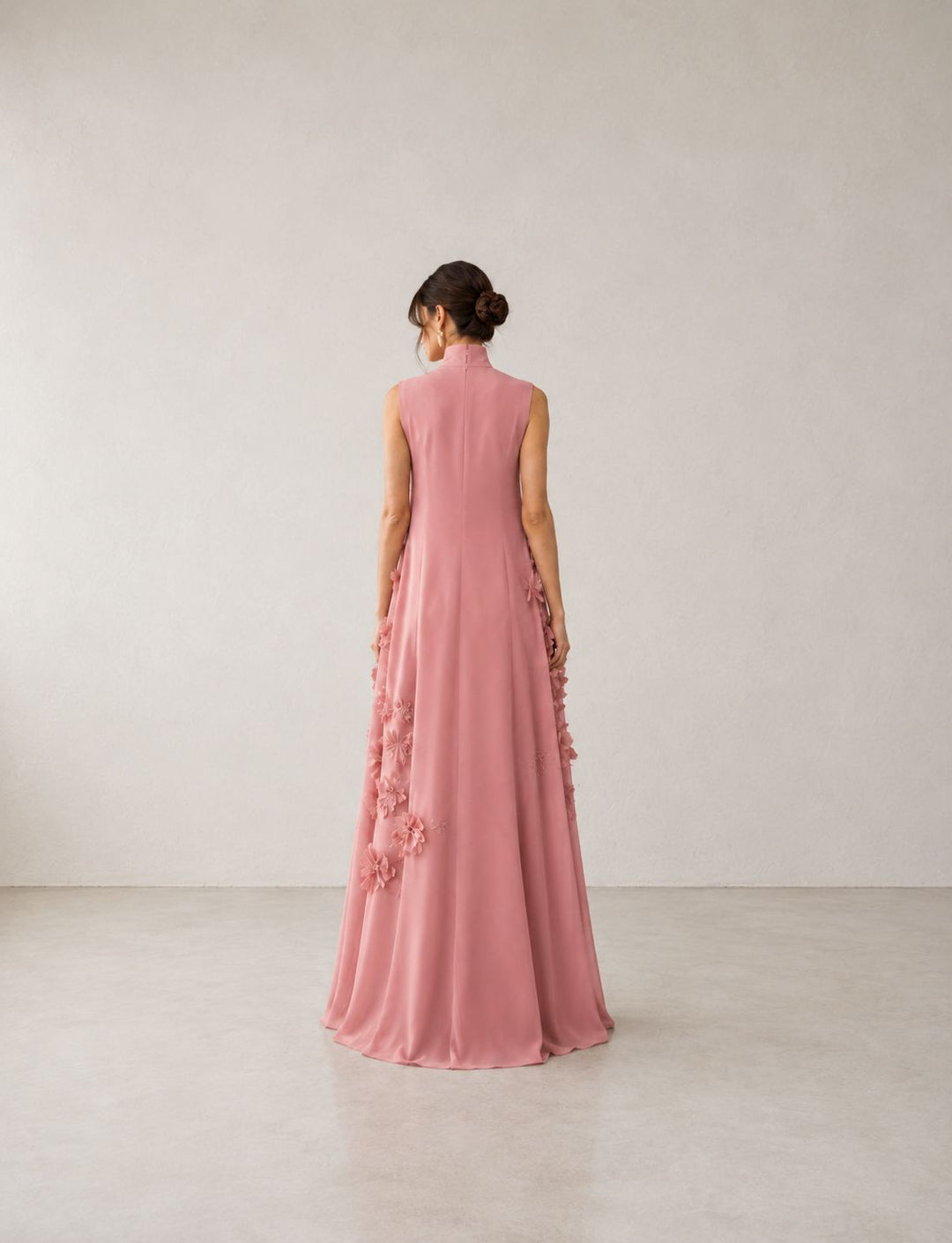 Floral Appliqué A-Line Gown – Rose
