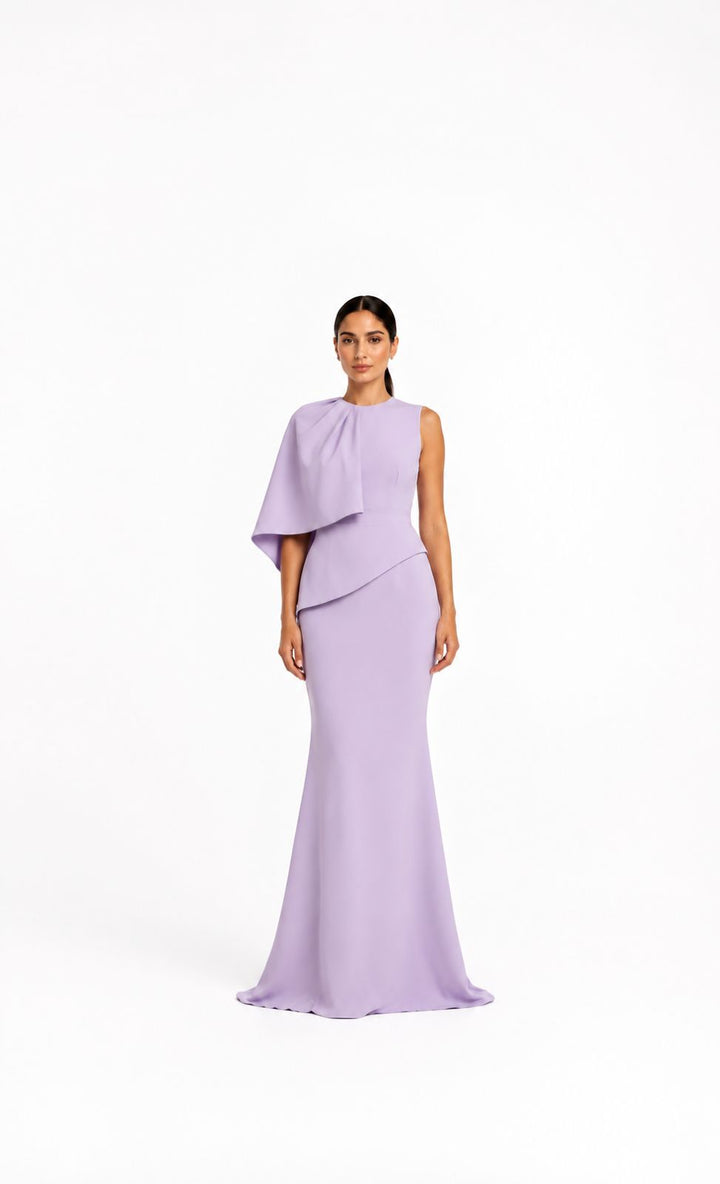 Asymmetric Cape Gown – Lilac