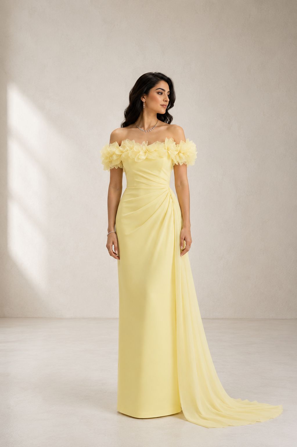 Floral Draped Gown – Buttercup