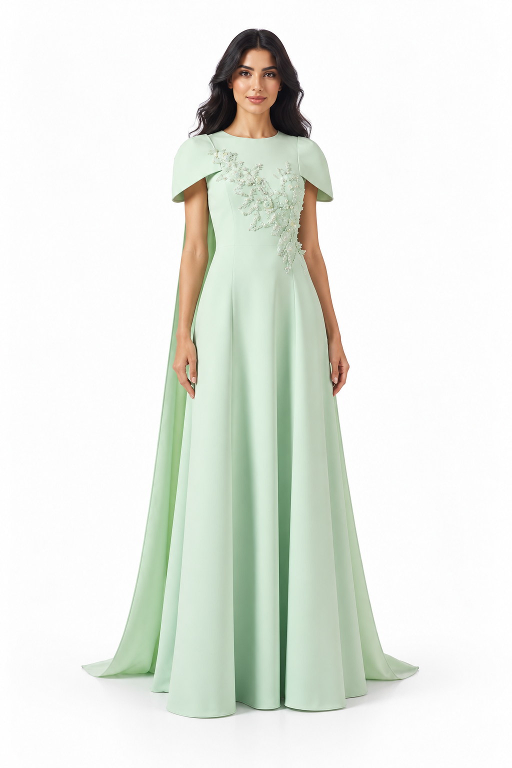 Embellished Cape Sleeve A-Line - Verdessa