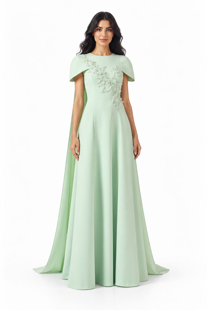 Embellished Cape Sleeve A-Line - Verdessa