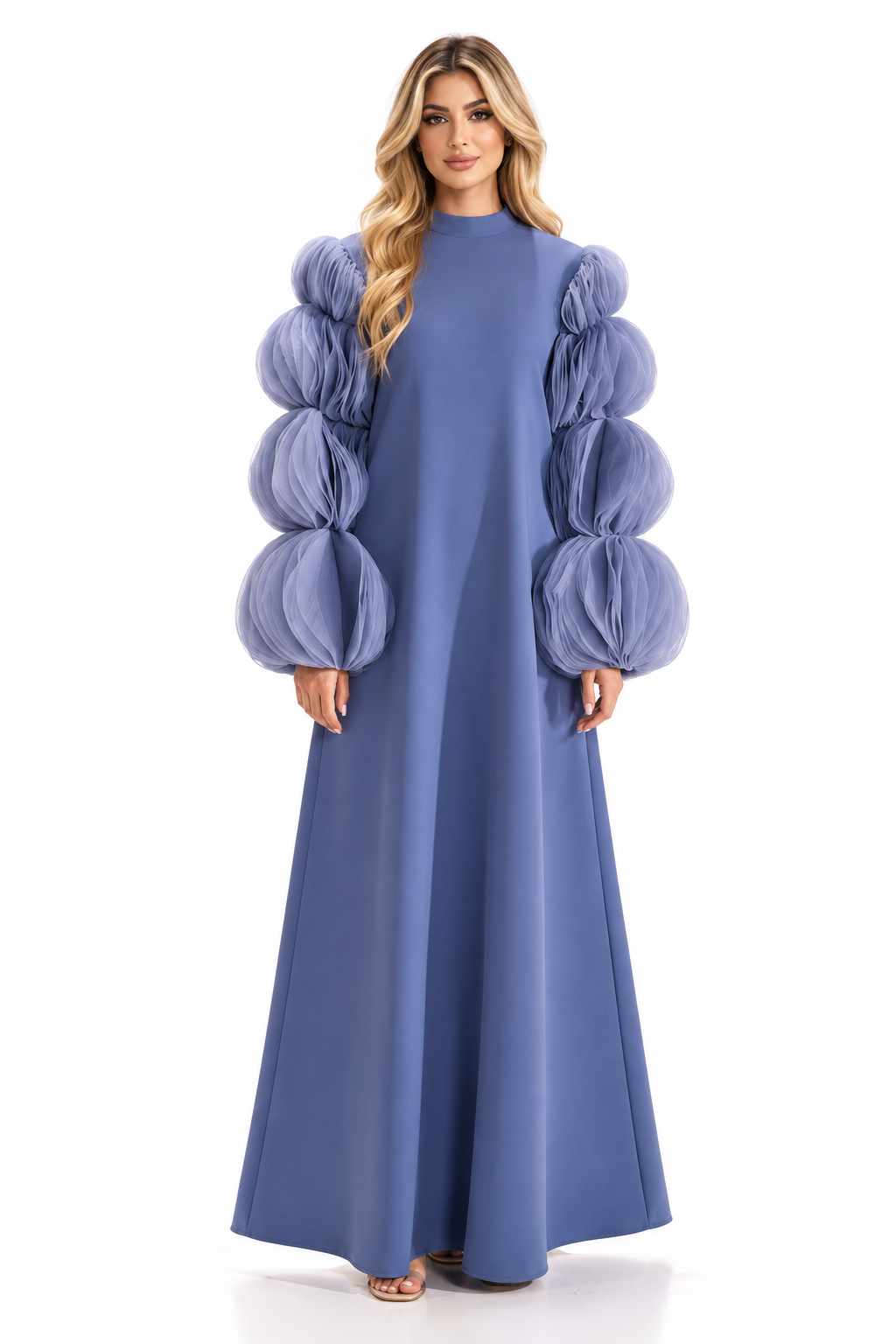 Sculpted Organza Sleeve Evening - Aurelia
