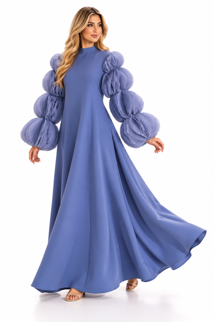 Sculpted Organza Sleeve Evening - Aurelia