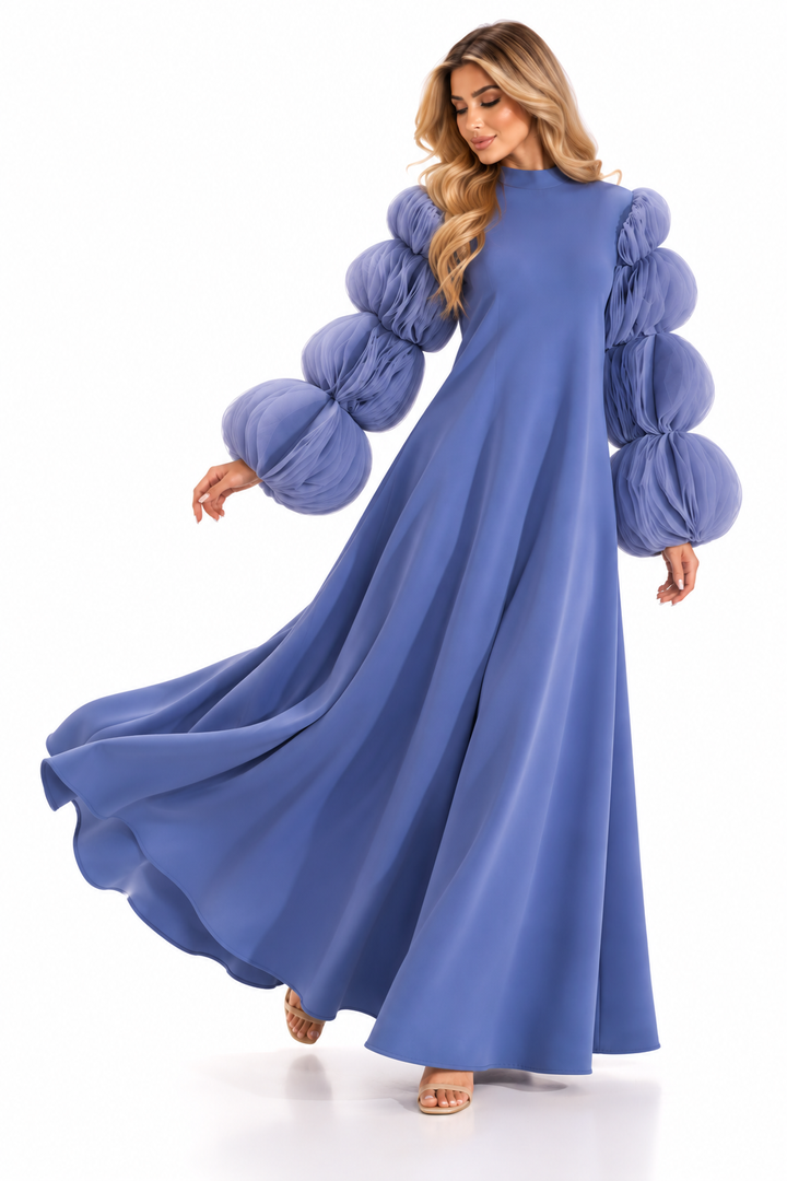Sculpted Organza Sleeve Evening - Aurelia