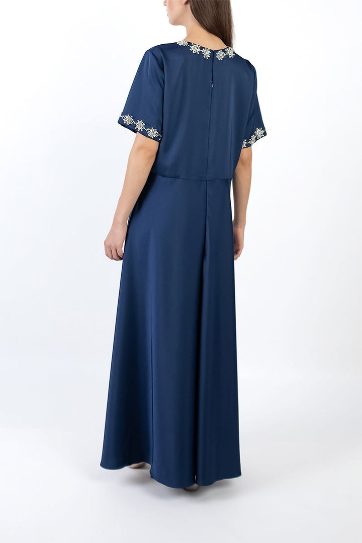 short-sleeve A-line gown with embellished neckline – NADIA