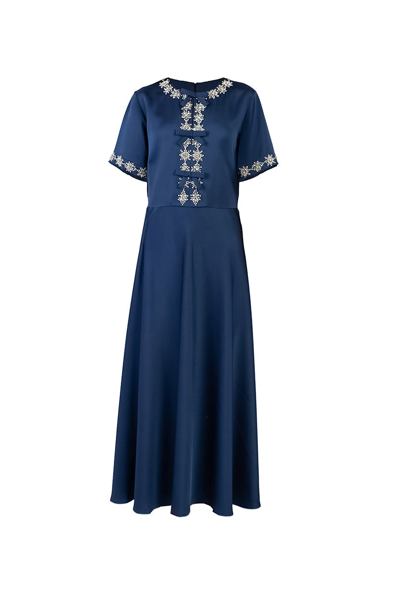short-sleeve A-line gown with embellished neckline – NADIA