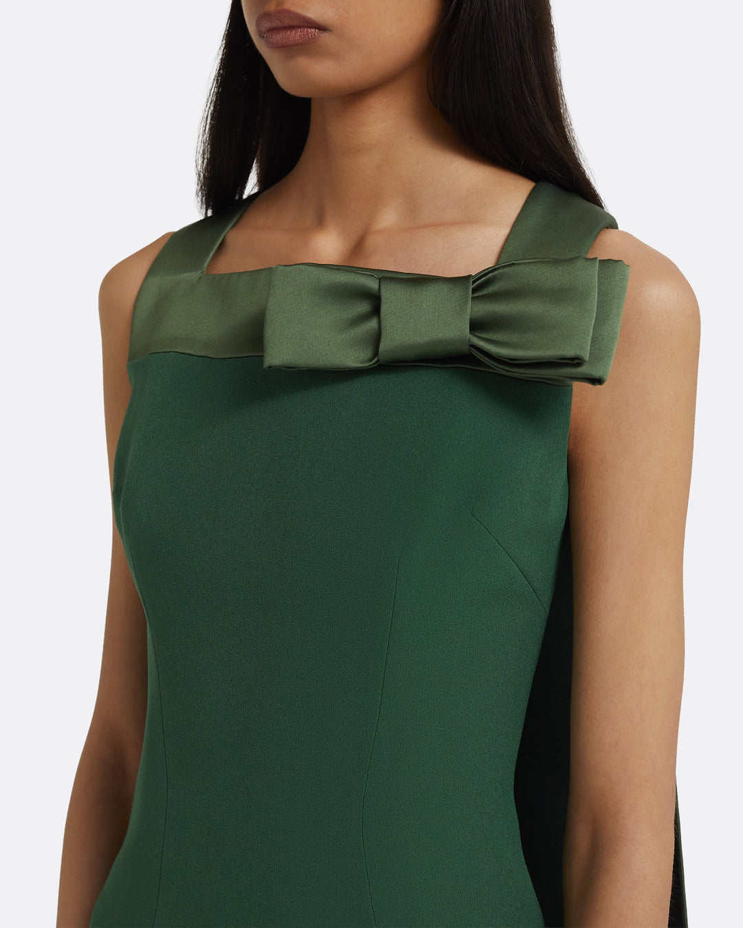 sleeveless column gown with satin bow neckline – EMERALDINE