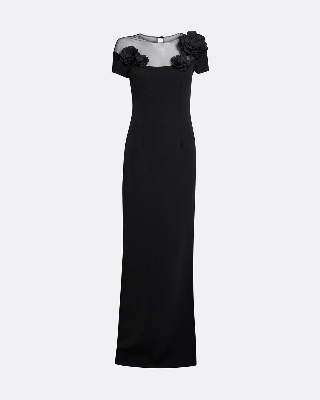 sheer-yoke gown with 3D floral appliqué – VESPER